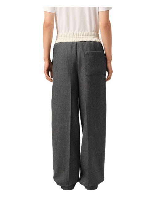 Pantaloni elasticizzati in gabardine di lana e satin. Ami Paris | HTR917.WV0216A189 CARBON